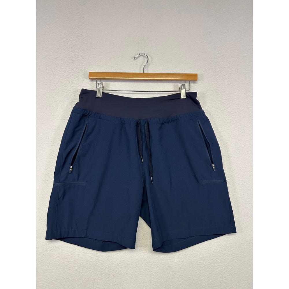 Athletic Activewear Obla Mens Large Navy Blue Drawstring Zip Pocket Shorts